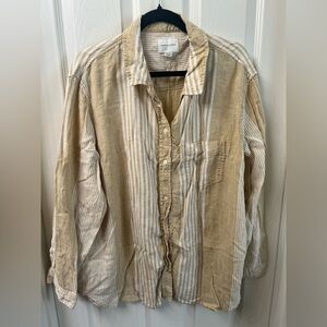 American Eagle Outfitters Beige and White Striped Top XL